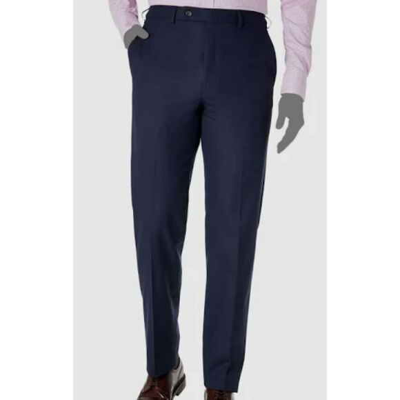 Ralph Lauren Dress Pants Mens 38X34 Navy Blue Flat Front Travel Slacks Church - Picture 1 of 6